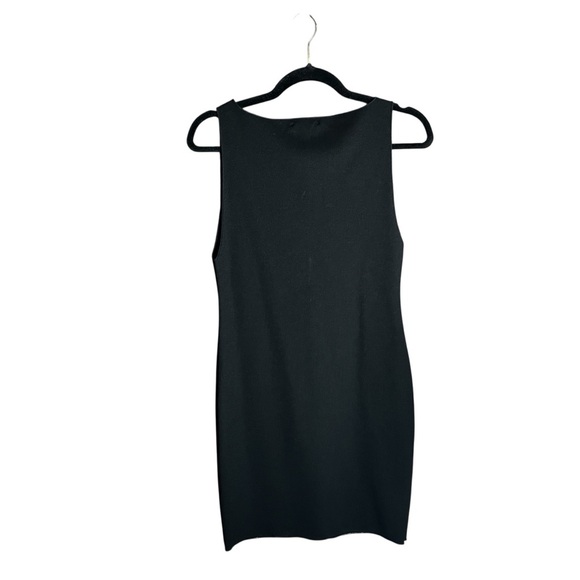 New Zara Knit Sleeveless Bodycon Mini Dress Boat Neck Stretchy Black Sze L - Picture 6 of 14